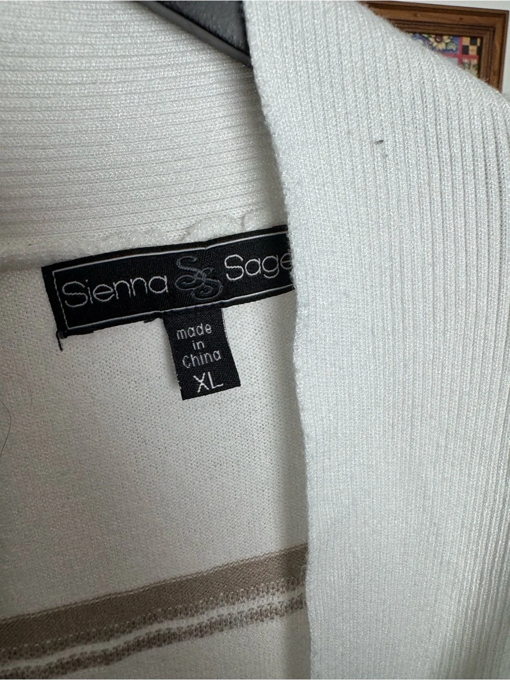 Sienna & Sky White & Beige Striped Open Cardigan Size XL